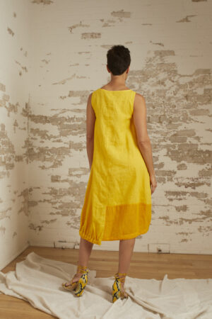Delilah Lemon Linen/Cotton A-Line Dress